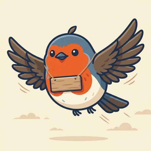 空を飛ぶコマドリのモコ